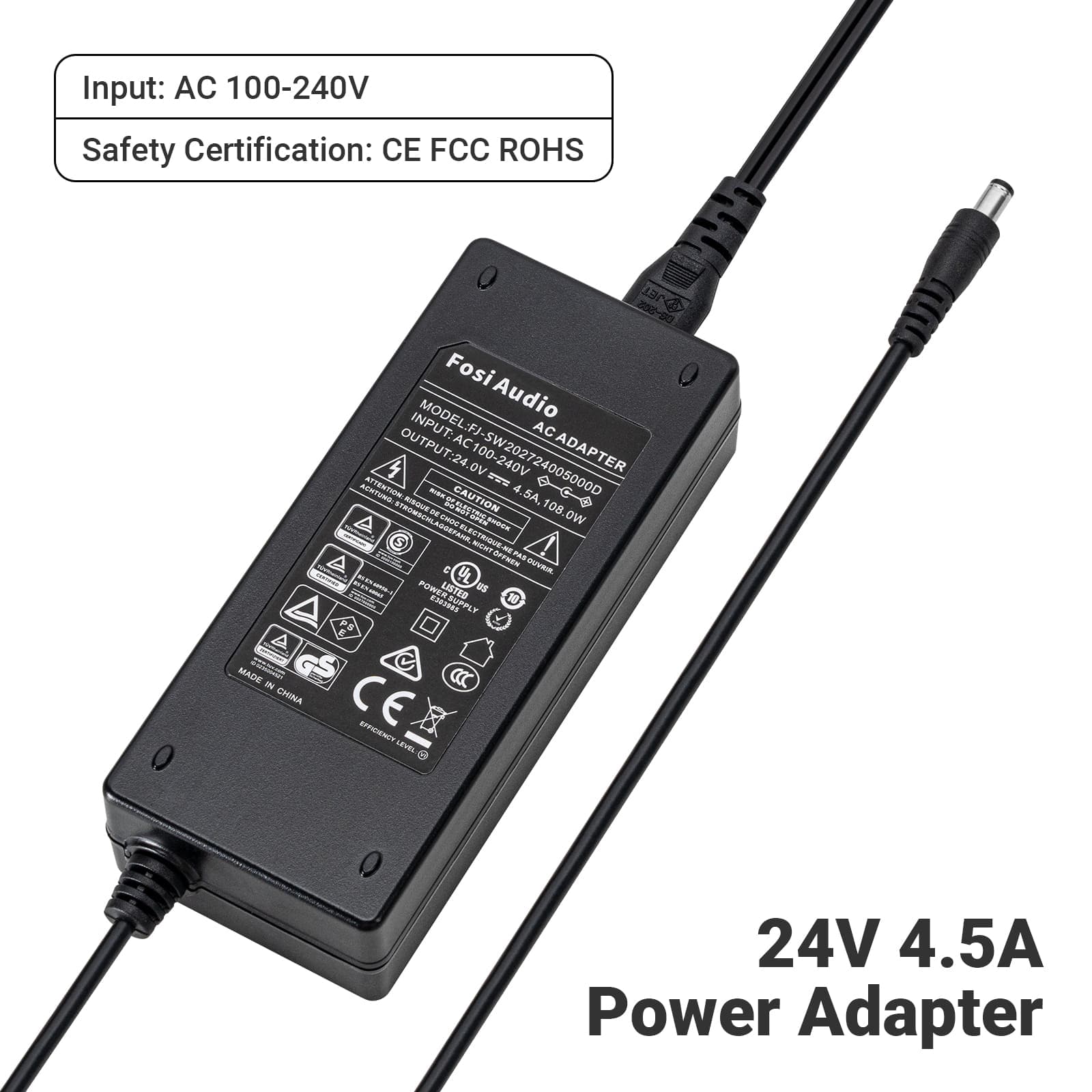 Fosi Audio 24V 4.5A 6A 8A Power supply for TDA7498E TPA3116 TAS5613 Amplifier