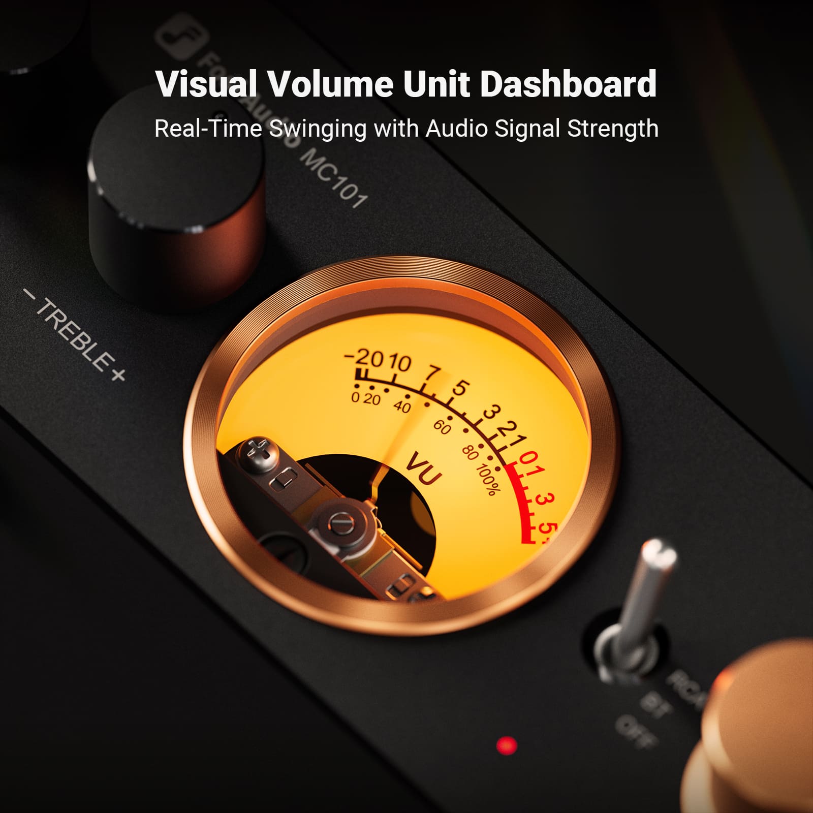 Fosi Audio MC101 Bluetooth Stereo Amplifier with VU Meter 2CH HiFi Receiver - Fosi Audio