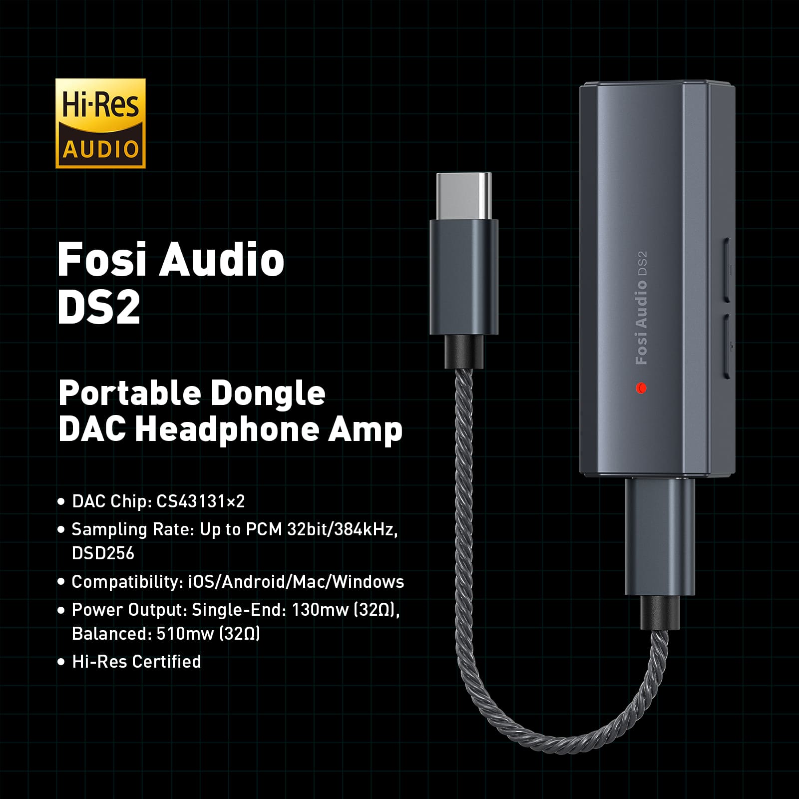 Fosi Audio DS2 2024 New Mini Audio USB DAC Headphone Amplifier
