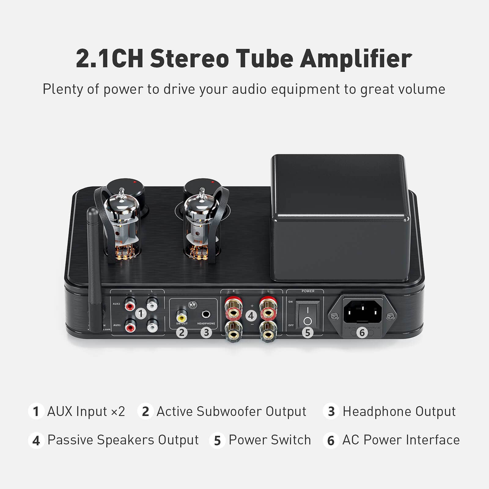Fosi Audio T3 Bluetooth 5.0 Hybrid Stereo Tube Amplifier Class AB with Headphone Sub Out