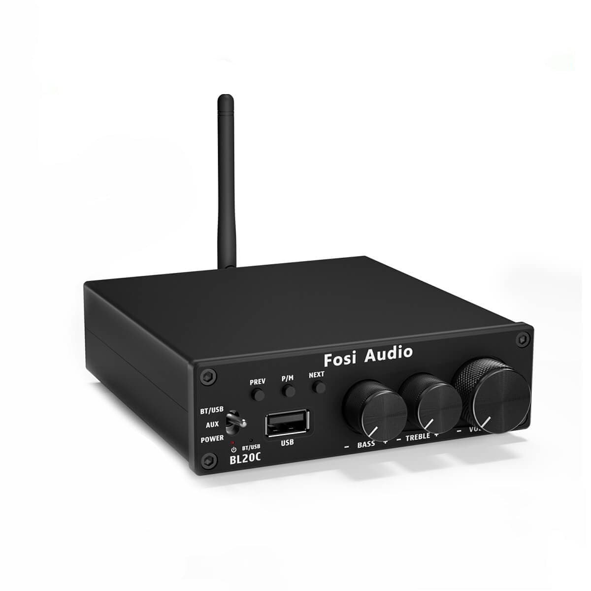 Fosi Audio BL20C Bluetooth Stereo Receiver Amplifier 2.1 Mini HiFi Class D Amp U-Disk Player For Passive Speaker 160W x2