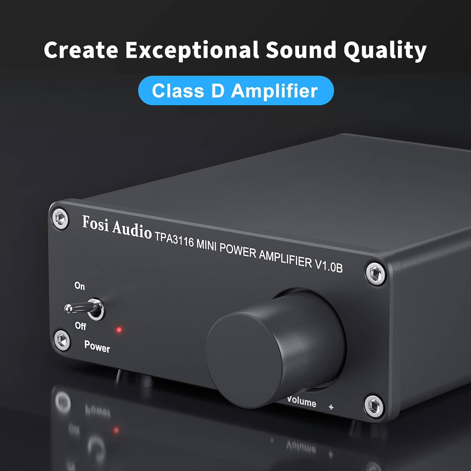 Fosi Audio V1.0B Power Amplifier 2 Channel Stereo Audio Mini Hi-Fi Class D Integrated TPA3116 Amp for Home Passive Speakers 50W x 2