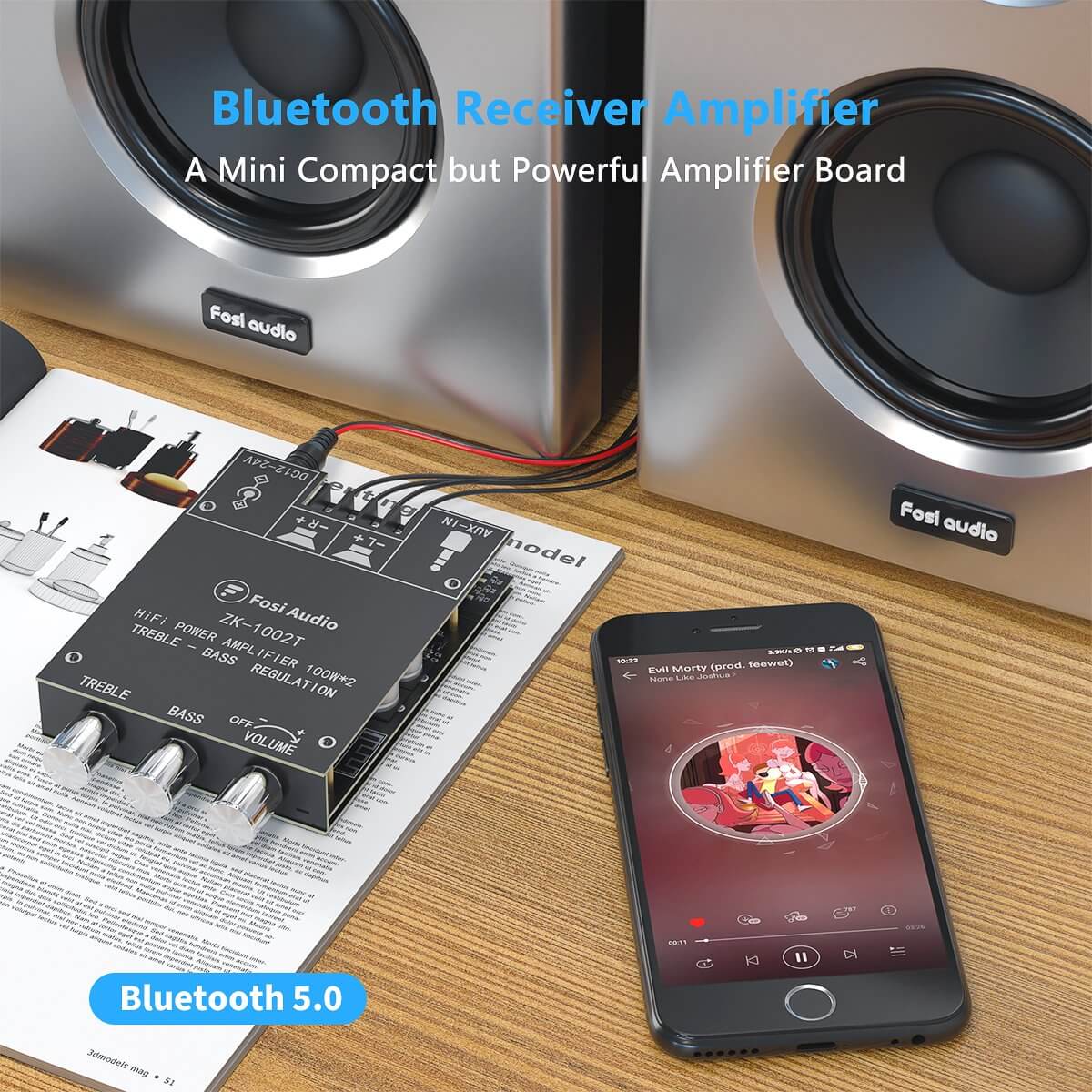  Bluetooth Treble and Bass Adjustment Subwoofer Amplifier Board Channel Power Audio Stereo Bass AMP