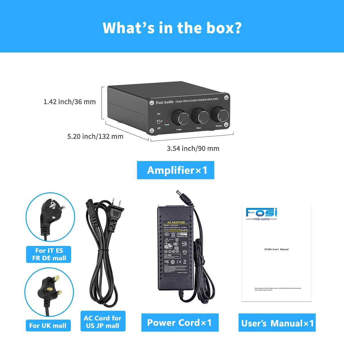 TB10A 2 Ch Stereo Audio Amp Mini Hi-Fi Class D Integrated Amp 100W x 2